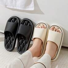 1 Pair One-Piece Molded Hollow Out Waterproof Quick-Dry Quiet Anti-Slip Bathroom Slippers - Slippers - View 9