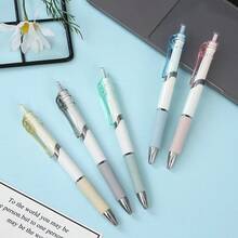 5PCS Macaron Transparent Press Gel Pens Set, Soft Silicone Grip Smooth Writing Ballpoint Pens, Cute Pastel Color Retractable Signature Pens, Back To School Office Student Writing Stationery, Random Color - A - View 4