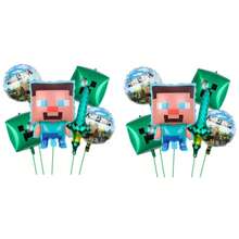 Minecraft Aluminum Foil Balloons Decorations Party Minecraft Steve Pixel Balloon Set - Multicolor - View 14