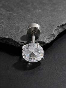 1/4 buah Anting Tusuk Stainless Steel Bergaya Hip-Hop Punk Modis dan Personalisasi Warna-warni dengan Batu Permata, Perhiasan Tindik Tulang Rawan Minimalis Serbaguna Gaya Y2K, Unisex, Cocok untuk Aksesori Pemakaian Sehari-hari - Perak - View 7
