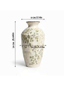 1pc Vintage Green Crackle Glaze Ceramic Vase, Suitable For Living Room, Dining Table Decor, Gift, Home Decoration, Room Decoration, Fresh Flower Arrangement - Multicolor - View 8