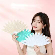 Realistic Feather Design Folding Fan, Macaron Color Portable Handheld Folding Fan, Multiple Colors Available, Summer Refreshing Cooling Fan - Feather Fan - View 8