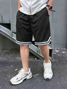 [1pc Random]1pc Boys' Casual Comfortable Minimalist Versatile Fashion Outdoor Workout Shorts Summer - Black - View 7