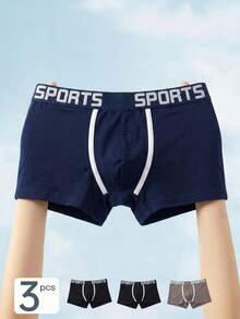 3pcs Men's Loose Boxer Briefs, Fashionable Boxer Shorts, Comfortable Underwear - Multicolor - View 1
