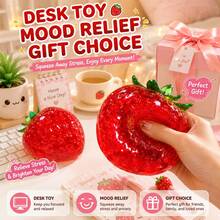 1pc Handmade Large Strawberry Squishy Toy, Thin Skin Zero Rebound Stress Ball, Coconut Oil Texture ASMR Fidget Toy Gift - Clear - View 11