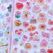 15pcs-Q-Lia 3D Ancient-Style Small Water Droplet Relief Three-Dimensional Crystal Sticker, Cute Glittering Raindrop Character Crystal Glue DIY Decorative Sticker - Multicolor - View 3