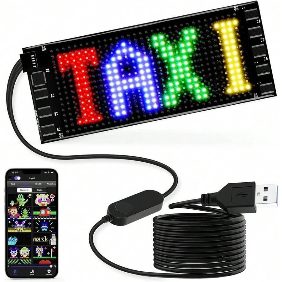 Programmable Devil Eyes For Cars,LED Sign For Car,Bluetooth APP Control,DIY Edit Text, Patterns, Animations - Black - View 1