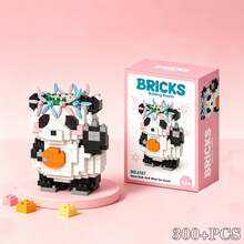 400+Pcs Cute Micro Particle Building Blocks Panda Assembly Toy - 3D DIY Chinese Style Panda Decoration, Creative Assembly Manual, Stress Relief Home Office Desktop Decor, Healing Desktop Decoration Gift, Birthday Gift, Christmas Gift - Baby Pink - View 9
