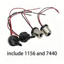 7440 1156 BA15S P21W Dual Color LED Brake & Turn Signal Light Bulbs, Complete Retrofit Kit With 50W Load Resistors, Error-Free Operation, OE Plug & Play Extension Harness Adapter - White/Amber - View 3