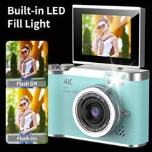 كاميرا رقمية 4K بدقة 48 ميجابكسل للتصوير الفوتوغرافي والفلوق، شاشة قابلة للطي 2.4 بوصة، زووم رقمي 8x، مانع اهتزاز، محمولة، كاميرا بطاقة CCD، مناسبة للمراهقين والسفر والمبتدئين، بطارية 800mAh بعمر طويل - متعدد الألوان - مشاهدة 7