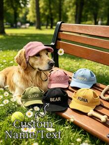 Customizable Embroidered Dog Hat With Ear Holes, Personalized Corduroy Pet Baseball Cap, Suitable For Small, Medium And Large Dogs, Dog Gift - Multicolor - View 6