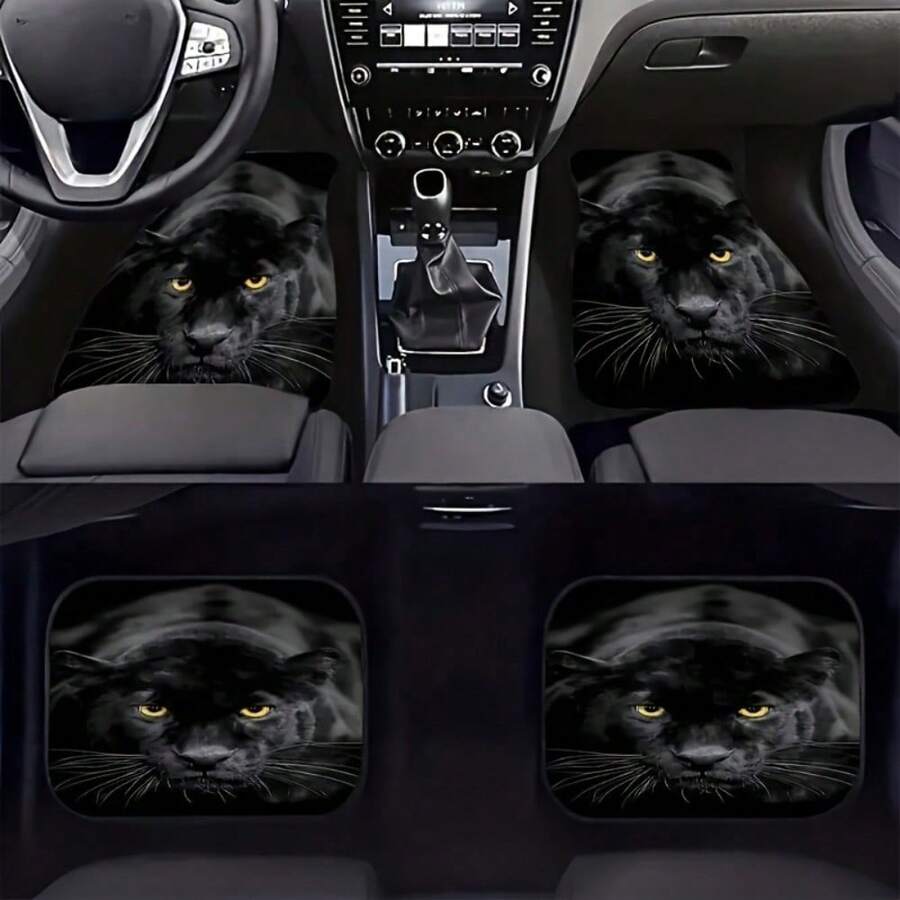 Suitable For All Car Models, 4-Piece Set, Black Leopard Pattern Car ...