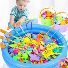 Magnetic Fishing Toy Set With Rod Net Pool Floating Fish, Parent-Child Bath Game For Indoor Outdoor Summer Play, Random Color Style Kids Gift - Multicolor - View 6