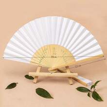 1pc Wedding Party Paper Fan, Bride Handheld Folding Fan, Bamboo Handheld Folding Fan, DIY Hand-Painted, Suitable For Bridal Shower, Bridesmaid Gift, Party Decoration - Pink - View 4