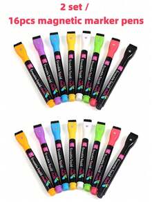 8/16pcs Magnetic Erasable Markers, Colorful Water-Based Dust-Free Liquid Chalk, LED Blackboard Fluorescent Board Pens, Easy To Wipe And Clean, Smooth Writing, Suitable For Glass, Blackboard, Business And Restaurant Use - Marker Pen - View 10