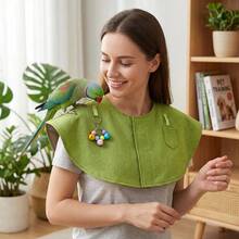 1pc Wide Coverage Parrot Interactive Training Stand With Pocket And Bell Hook, Anti-Bite Anti-Scratch Waste Guard, Suitable For Cockatiel, Lovebird And Myna Parrot Indoor Daily Interaction - View 2