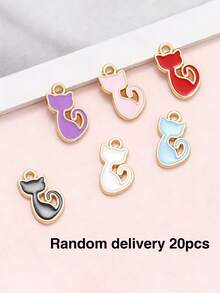 20pcs Multi-Color Cartoon Cat, Dog, Horse Oil Drip Pendant DIY Alloy Jewelry Accessories Necklace Bracelet Decorative Charms - 20pcs - View 37