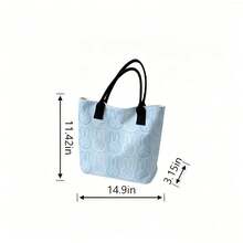 Miniso Miffy Rabbit Line Print Canvas Tote Bag Pink Handle Large Capacity Shoulder Handbag For School Shopping Daily Travel - White - View 6