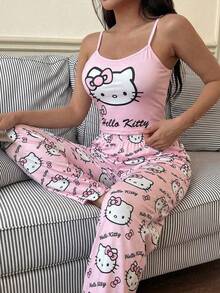 SANRIO 一件Hello Kitty印花吊带背心，舒适无袖女式衬衫，适合春、夏、秋季穿着。 - 彩色 - 查看 3