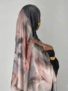 1pc Women's Bohemian Style Marble Print Silk Texture Long Shawl Scarf, Suitable For Daily And Holiday Wear - Multicolor 6 - View 8