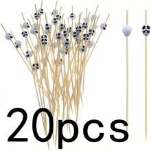 400pcs/200pcs/50pcs/20pcs/10pcs White Halloween Skull Shaped Bamboo Decorative Picks, Natural Raw Bamboo Material, Precision Polished No Burrs, Dark Humorous Skull Head Design, Suitable For European Halloween Theme Party, Western Restaurant Cold Dish Plating, Home Party Fruit Dessert, Holiday Gathering Snack Plating Atmosphere Decoration Props - Multicolor - View 11