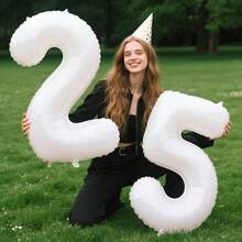 32 Inch White Oversized Number Balloons Set For Birthday Party, New Year, Holiday, Anniversary Decoration 0123456789 - White - View 5