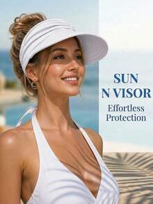 1 Stück Damen UPF 50+ UV-Schutz Sonnenhut, Damen Outdoor Sport Sonnenhut, Cut Out Hut, leichter faltbarer Pferdeschwanz Sport Hut, geeignet für Sport, Strand, Golf, Wandern - Verschiedenfarbig - Übersicht 3