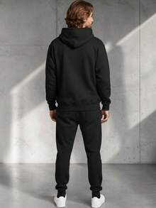 Men Hoodie Co-Ords - Black - View 3