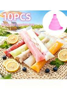 10/50/100入水果布丁模具，一次性冰棒袋，DIY自製碎冰袋 PpamPpSef-Seag，蔬菜果汁泥袋，低溫自製袋，拼貼禮物袋，一次性冰棒袋（漏斗顏色隨機） - 彩色 - View 8