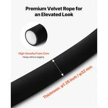2 Pcs Black Velvet Stanchion Ropes, 5 Ft Crowd Control Stanchion Black Velvet Ropes With Gold Hooks, Post Queue Barrier Carpet Rope For Carpet Events Movie Theaters Grand Openings Hotels Party - 2 PCS - View 4