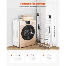 Tendedero Plegable 2 Niveles con Pinzas para Calcetines Tendedero de Ropa 1470 mm de Tendido 31 Barras de Secado Tubos de Hierro y Plástico PP Altura Ajustable para Exterior, Interior, Blanco - Tendedero de ropa de 2 niveles, 1470 mm - Ver 6