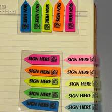 Stiker Indeks Transparan "Tanda Tangan di Sini" untuk Kembali ke Sekolah, Warna Cerah dan Jelas, Perekat Kuat, Label File yang Dapat Digunakan Kembali, Perlengkapan Alat Tulis untuk Mengurutkan Dokumen Kantor, Bank, dan Sekolah - A - View 3