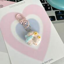 1pc Cute Matte Donut Resin Keychain, Colorful Buckle Mini Bag Charm, Back To School Labor Day Holiday Decoration Gift - Multicolor - View 12