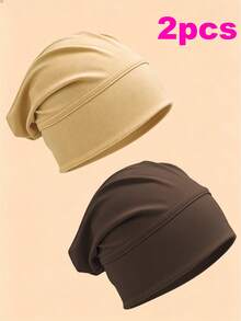 CONFLASS Women's Soft Milk Silk Sleep Hair Bonnet, Elastic Stretchable Breathable Night Hair Cap, Protects Curly And Natural Hair, Solid Color Satin Hair Cover - Multicolor - View 9
