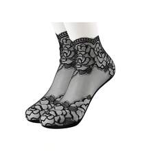 1/5 pares de calcetines invisibles de encaje fino para mujer, de verano, con silicona antideslizante, sin costuras, de corte bajo (sin cartón) - Multicolor - Ver 7