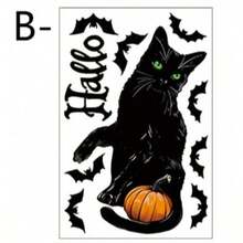 1pc Halloween Black Cat Static Window Sticker, Removable Glass Sticker, Cat And Bat Design, Suitable For Living Room And Bedroom Windows, Holiday Party Supplies. - Multicolor - View 11