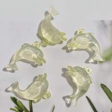 16pcs Macaron Color Glitter Dolphin Acrylic Pendants, Small Hole Dolphin Charms, DIY Earrings Keychain Handmade Jewelry Accessories - Multicolor - View 16