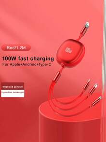 Kabel Pengisi Daya Cepat 3-in-1 100W (MAX) & Kabel Tiga-ke-Tunggal yang Dapat Ditarik, Kabel Data Pengisian Daya TPE Tahan Lama Kompatibel dengan iPhone dan Seri , Kabel Pengisian Daya Efisiensi Tinggi, Kompatibel dengan iPhone. Kompatibel dengan iPhone 16/15/14/13/12/11/ S24/S23/S22/S21, Kompatibel dengan , Kompatibel dengan , Adaptor Pengisian Daya Efisien Universal - MultiWarna - View 6