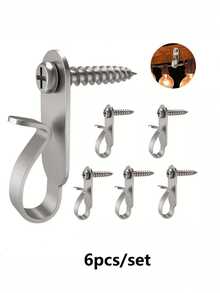 10pcs Stainless Steel Wall Hooks, Modern Style Easy Install Screw-In Hooks, Suitable For Hanging Christmas Lights, String Lights, LED Light Clips - Silver - View 8