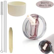 Juego de 4 piezas mejorado compatible con accesorios de Cup, incluye 1 pieza tapa abatible con pajita de 40 oz para vaso, 1 pieza posavasos de 7.5 cm, 1 pieza pajita, 1 pieza cepillo, adecuado para tapas de vasos reutilizables, 1 pieza tapa de vaso a prueba de salpicaduras y fugas - Multicolor - Ver 15