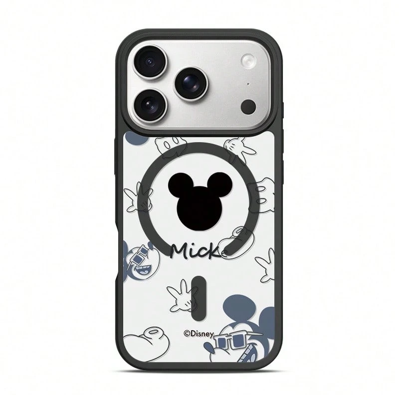 Miniso Disney Mickey dan Minnie Mouse Pasangan Sederhana Kartun Mickey Mouse MagSafe Pengisian Daya Magnetik, kompatibel dengan iPhone 17/17 Pro Max/16/17 Pro/15/14/16 Plus/17 Air/IP 13/15 Pro/12/15 Plus, tahan jatuh dan tahan gores, kompatibel dengan Apple. - Hitam - View 1