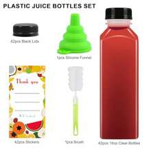 36 botellas de plástico de 16 onzas con tapas, botellas de jugo con tapas, recipientes reutilizables transparentes a granel para jugos, leche y otras bebidas - Transparente - Ver 4