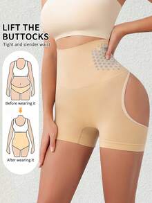 Women's Seamless Hollow Out Breathable Panties, Butt Lift And Tummy Control Design - Apricot - View 3