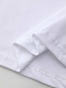 Camiseta doble de ocio para niña, camiseta blanca de manga corta con lindo estampado de Stitch de Disney, corte holgado para niños, ideal para salidas diarias y fiestas - Blanco - Ver 7