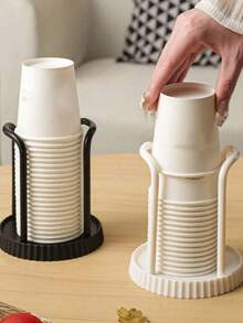 Disposable Paper Cup Holder, Multi-Color Aluminum Cylindrical Cup Rack, Space-Saving, Desktop Coffee Tea Mouthwash Cup Storage Organizer, Suitable For Kitchen, Office, Cafe, Gym, School And Other Places. - Multiple Styles - View 6