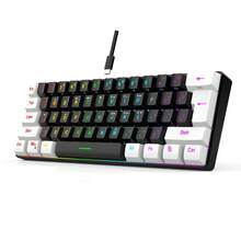 60% New Compact Mini 61-Key Membrane Keyboard, Black, White RGB Backlit Gaming Keyboard, Ergonomic Design, Water-Resistant, Suitable For PC/Laptop/Office/Home - 61 White - View 1