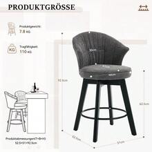 031 Modern 2-Piece Set Of Bar Stools, Upholstered Swivel Stools With Backrest & Footrest, Elegant Counter Stool Upholstered Chair, Shell Chair For Kitchen Island, Bar And Dining Room - Beige - Grey - View 6