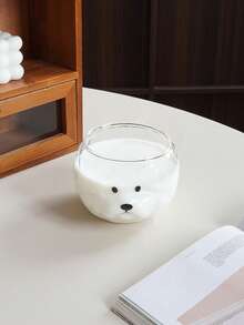 1pc Cute Bichon Frise Glass Bowl, Creative Puppy-Shaped Salad Bowl And Yoghurt Bowl, Suitable For Home Decor And Tableware, Breakfast Yoghurt Bowls And Salad Bowls, Ideal As Gifts And For Festive Decorations - Multicolor - View 3