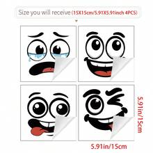 Eye Trash Can Sticker Children Smiling Face Toilet Sticker Wall Refrigerator Sticker Car Sticker - 15*15cm 4PCS - View 8