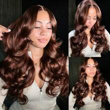 BINF Body Wave 4x4 Transparent Lace Frontal Closure Chocolate Brown Remy Unprocessed Frontal Human Hair Pre Plucked With Baby Hair - 4x4 Closure - View 6